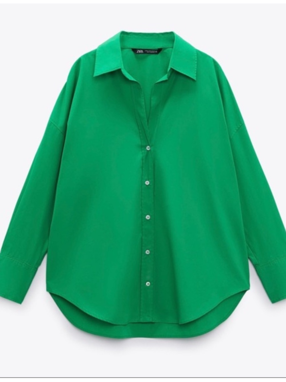 Zara Bright Green Relaxed Button-Down Shirt